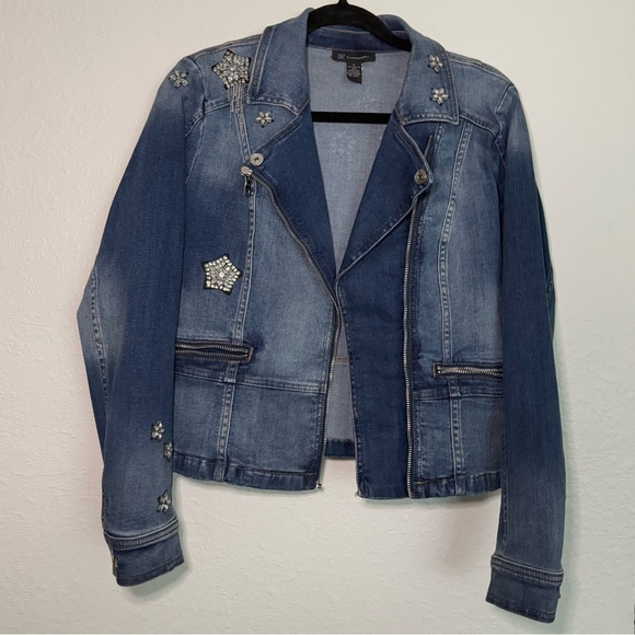 INC International Concepts Denim Star Embellished Jacket - Picture 12 of 12